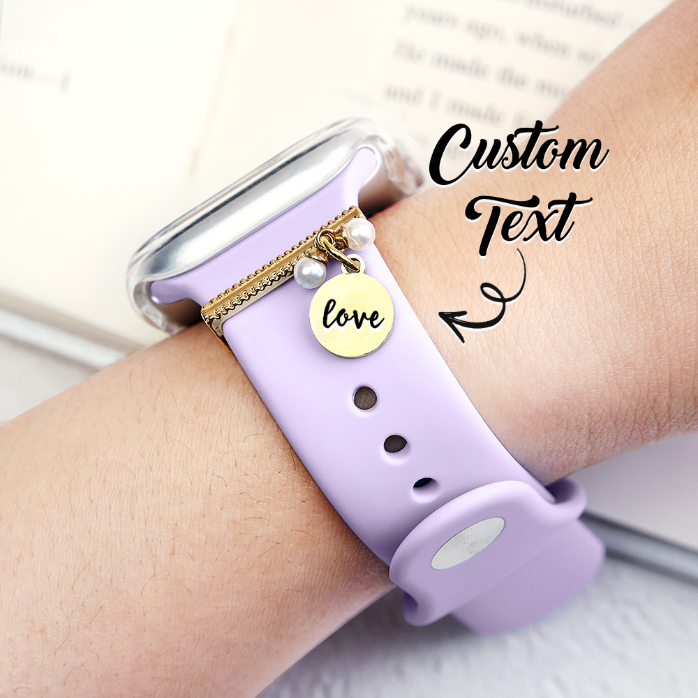 Heart Watch Charms Custom Photo or Text Watch Studs Heart Bars Watch Charms Apple Watch Charm Gift