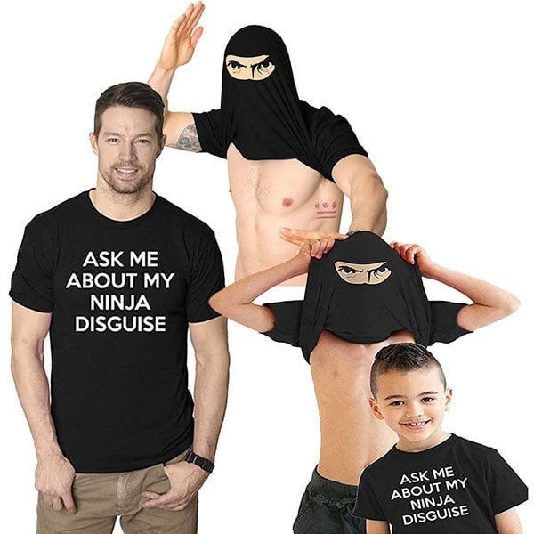 Funny T-shirt Ask Me About My Ninja Disguise Cartoon Mask Parent-child Outfit - SantaSocks