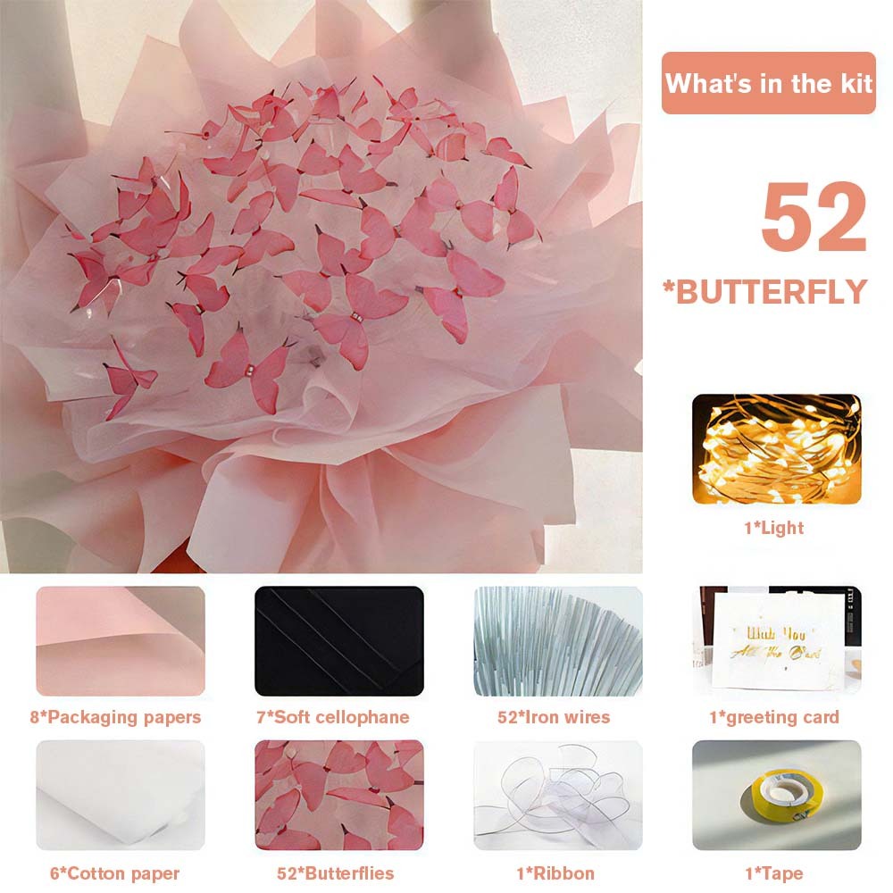 DIY Set Butterfly Bouquet DIY Kit Handmade Butterfly Flower Bouquet Gift for Girlfriend