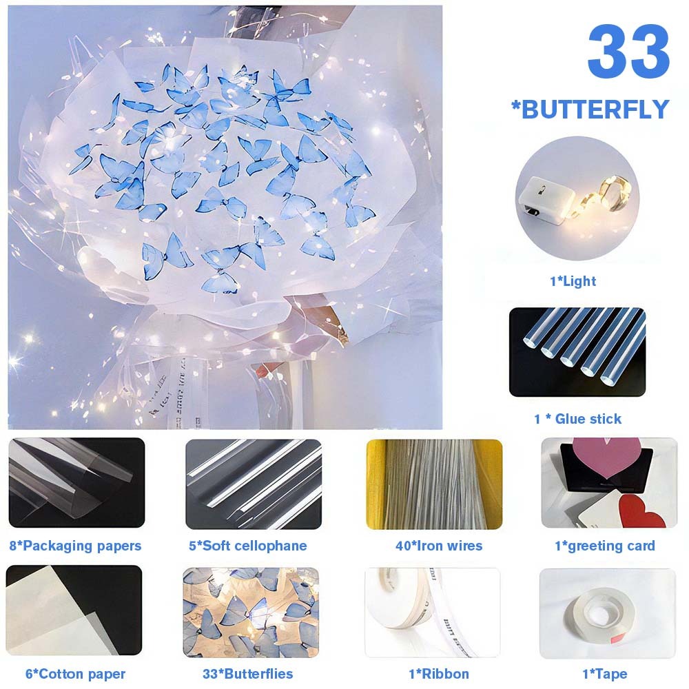 DIY Set Butterfly Bouquet DIY Kit Handmade Butterfly Flower Bouquet Gift for Girlfriend
