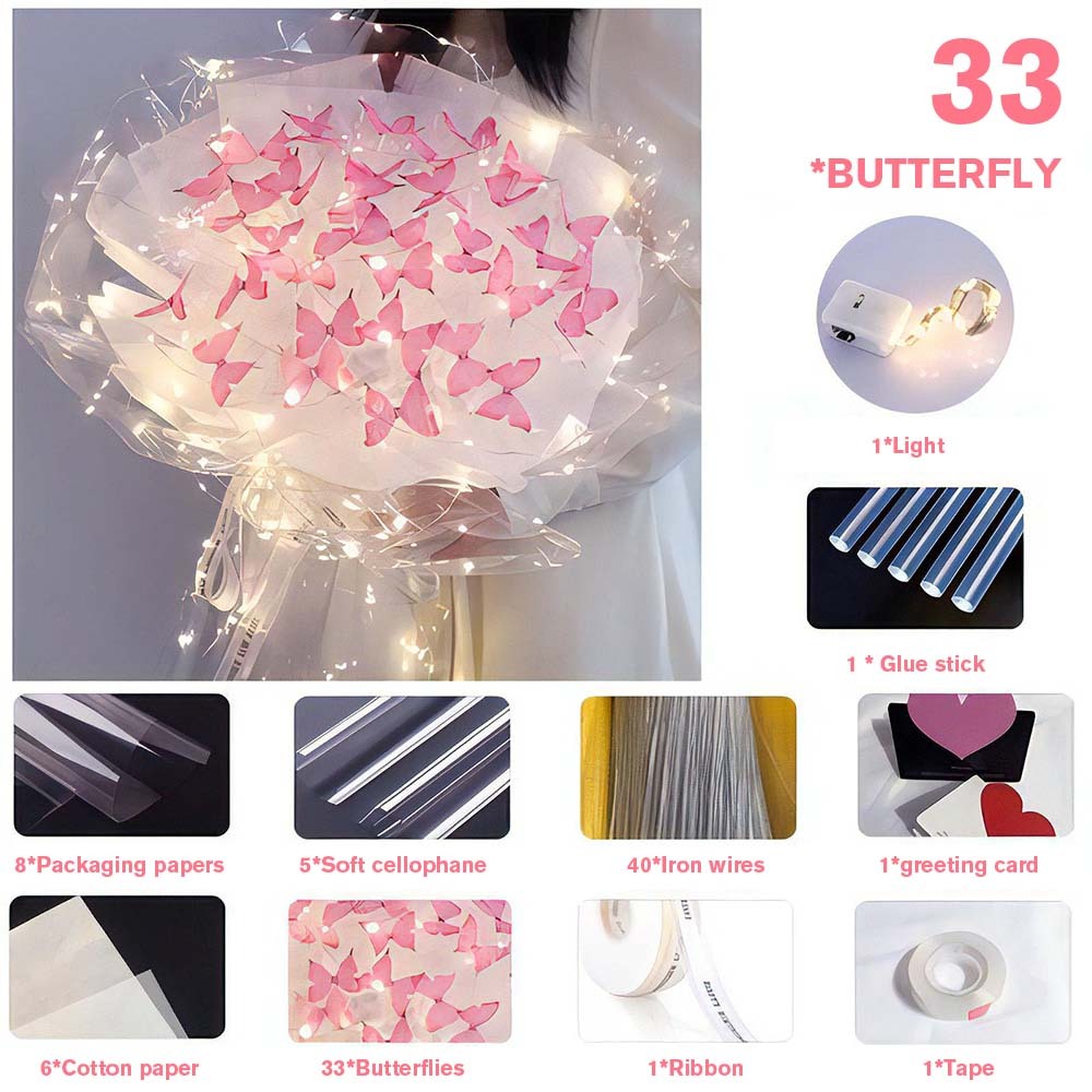 DIY Set Butterfly Bouquet DIY Kit Handmade Butterfly Flower Bouquet Gift for Girlfriend