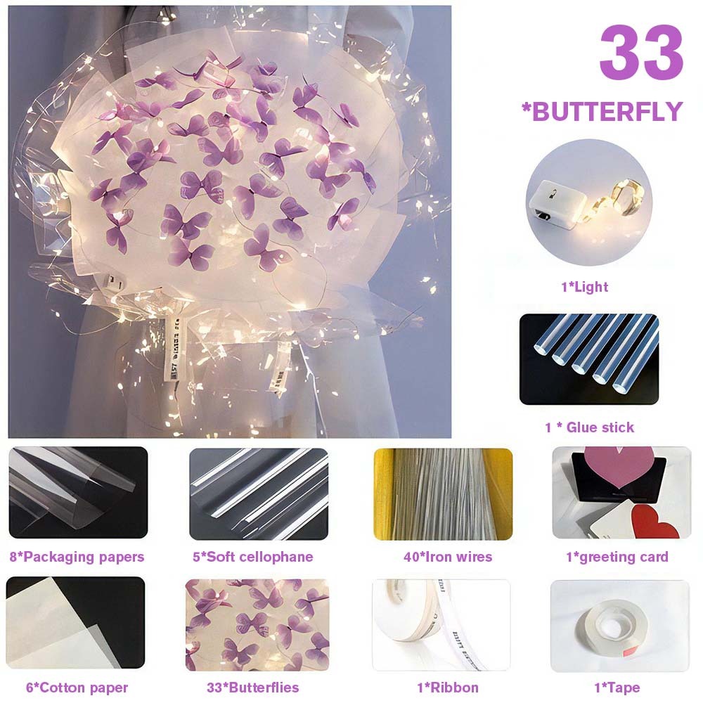 DIY Set Butterfly Bouquet DIY Kit Handmade Butterfly Flower Bouquet Gift for Girlfriend