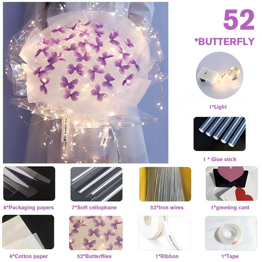 DIY Set Butterfly Bouquet DIY Kit Handmade Butterfly Flower Bouquet Gift for Girlfriend