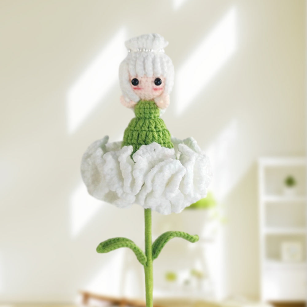 Carnation Fairy Crochet Doll Flower Handmade Knitted Flower Gift for Lover