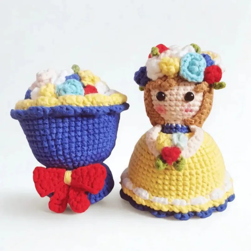 Doll Flowers Night Light Crochet Artificial Lamp Home Decor Gifts Graduation Gift