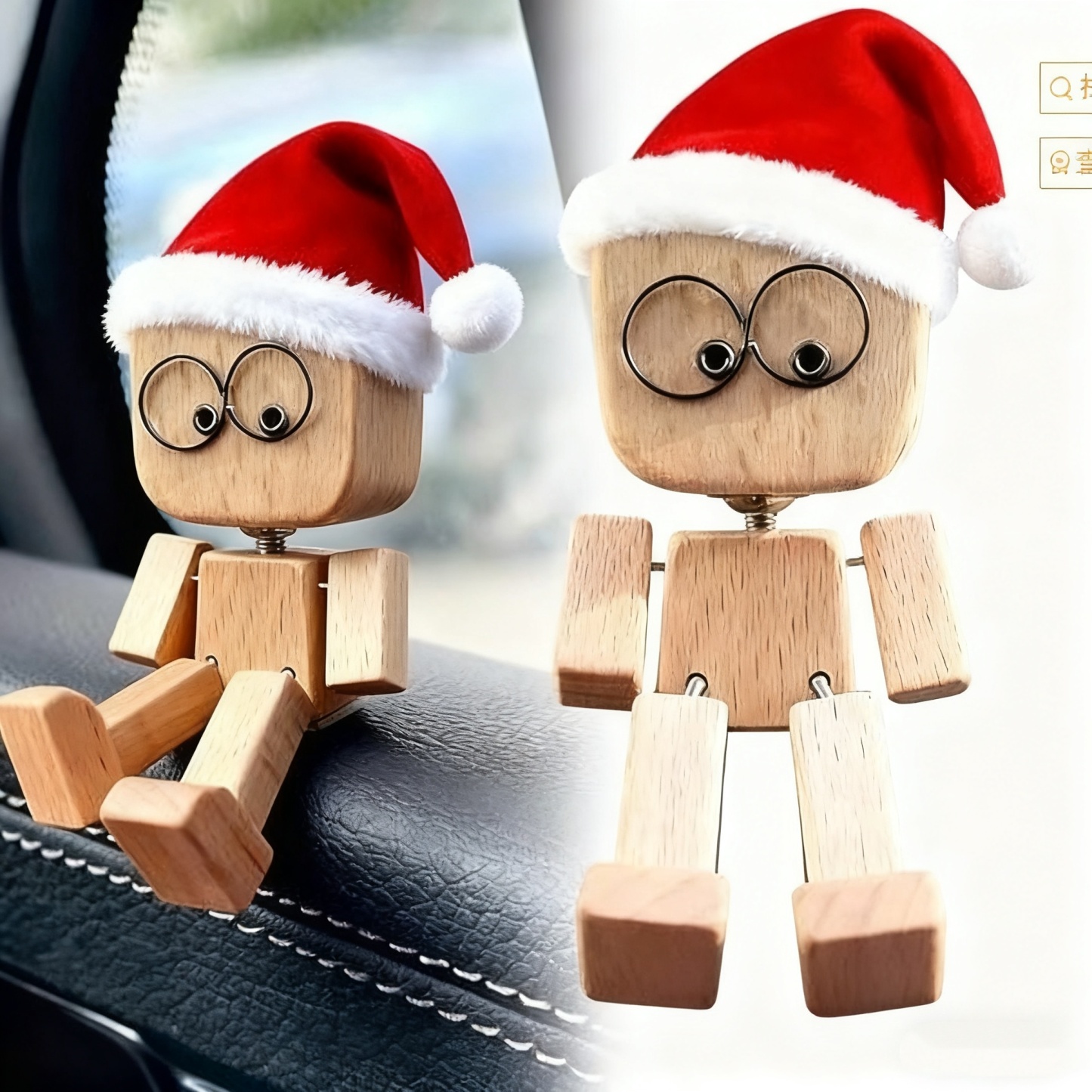 Kinetic Wooden Man Figurine – Shaking Dashboard Toy, Magnetic Accent Car Decor, Natural Wood Gift