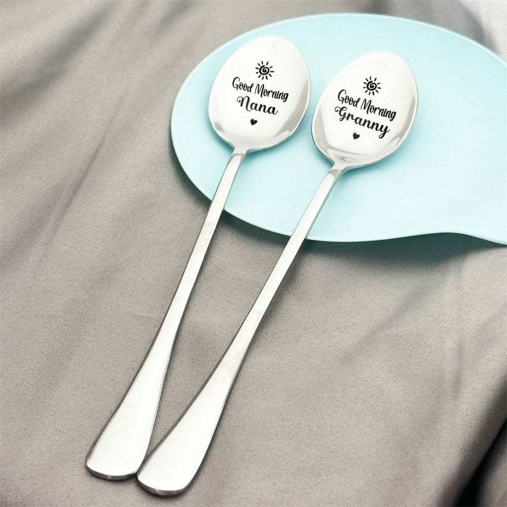 Good Morning Coffee Spoon Stainless Steel Spoon Gift for Nana Papa Mom - GiftLab