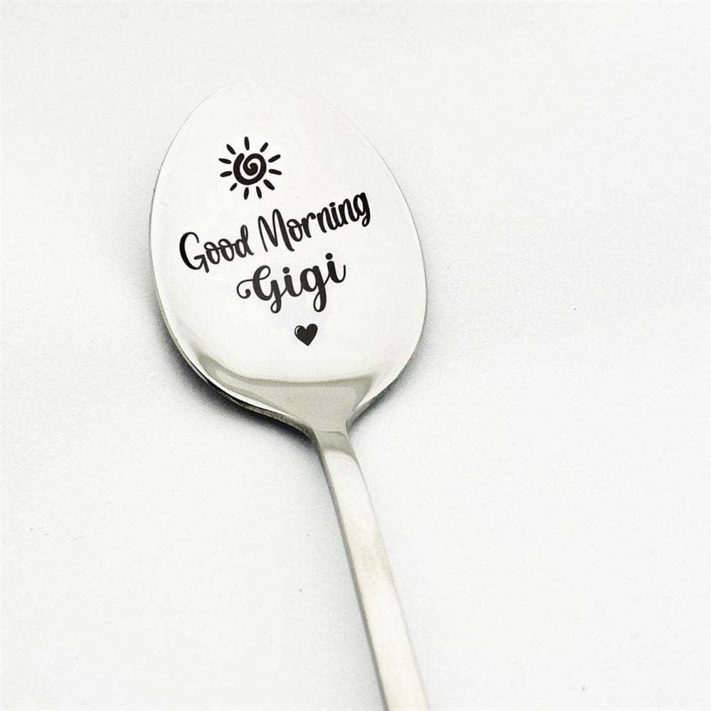 Good Morning Coffee Spoon Stainless Steel Spoon Gift for Nana Papa Mom - GiftLab