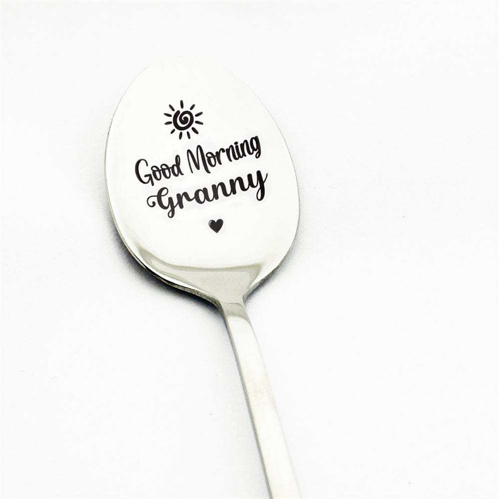 Good Morning Coffee Spoon Stainless Steel Spoon Gift for Nana Papa Mom - GiftLab