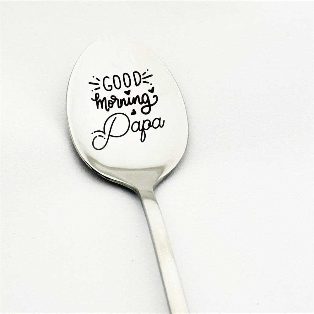 Good Morning Coffee Spoon Stainless Steel Spoon Gift for Nana Papa Mom - GiftLab