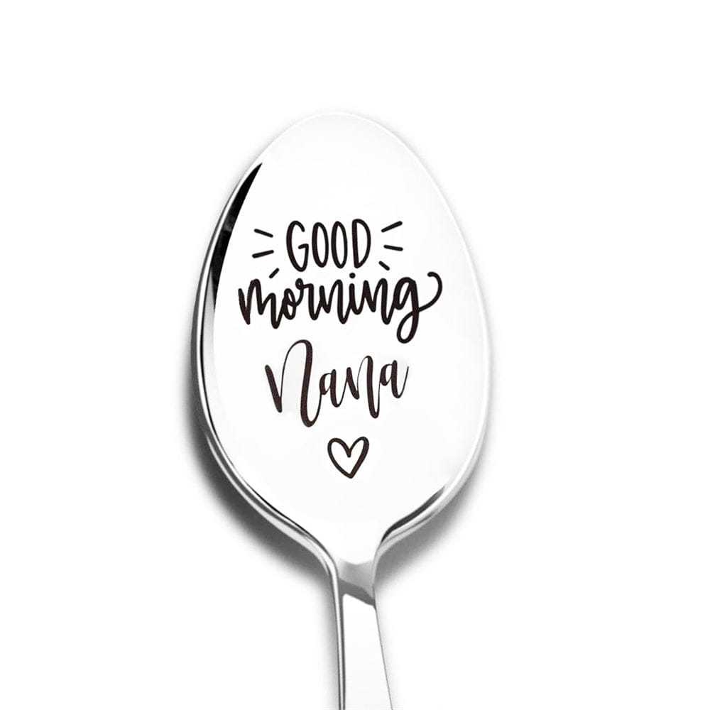 Good Morning Coffee Spoon Stainless Steel Spoon Gift for Nana Papa Mom - GiftLab