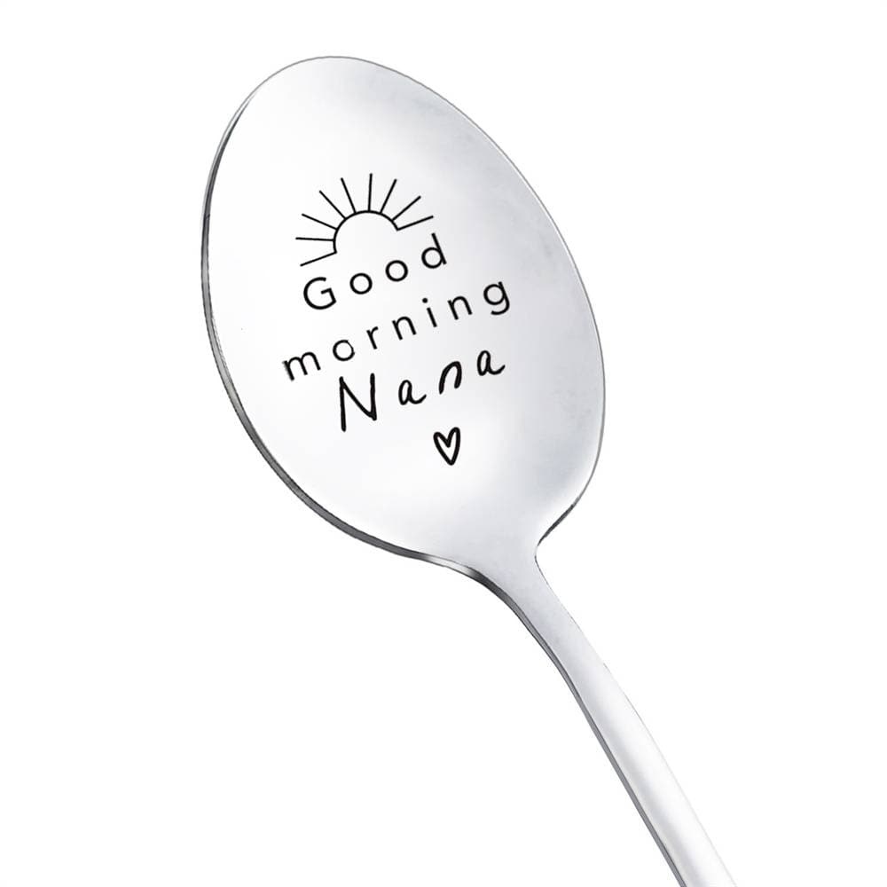 Good Morning Coffee Spoon Stainless Steel Spoon Gift for Nana Papa Mom - GiftLab