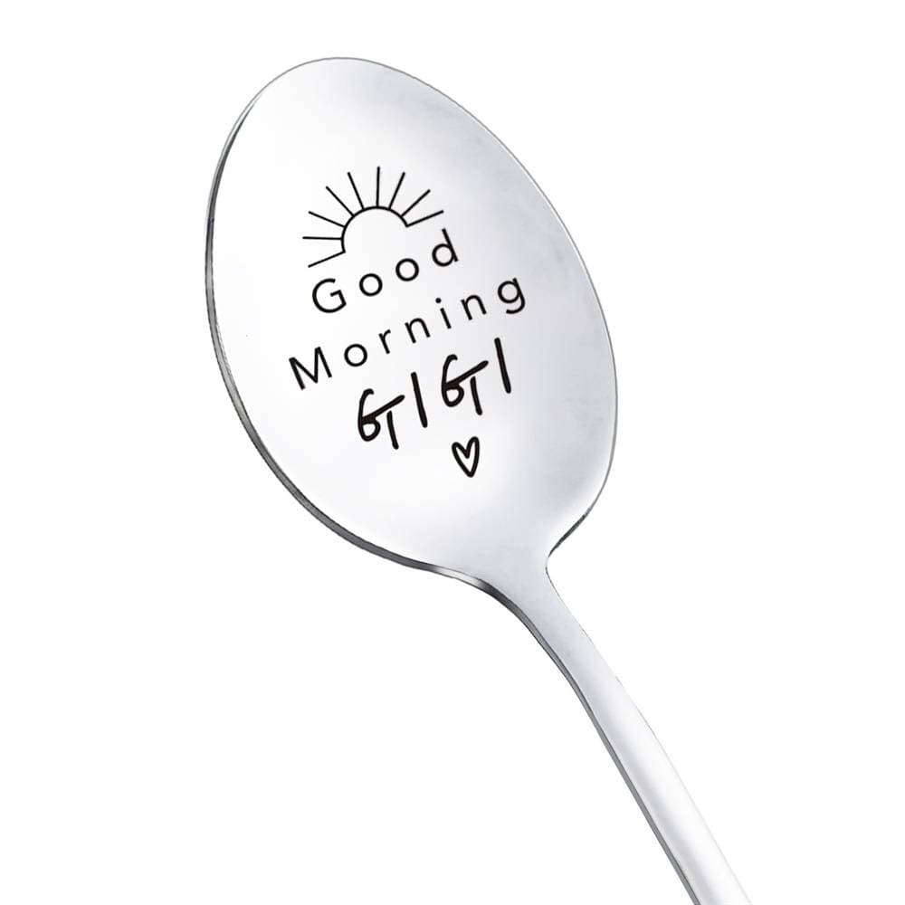 Good Morning Coffee Spoon Stainless Steel Spoon Gift for Nana Papa Mom - GiftLab