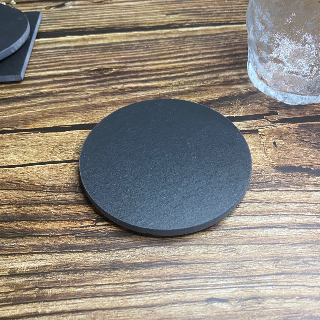 Black Straight-Edged Round Coaster