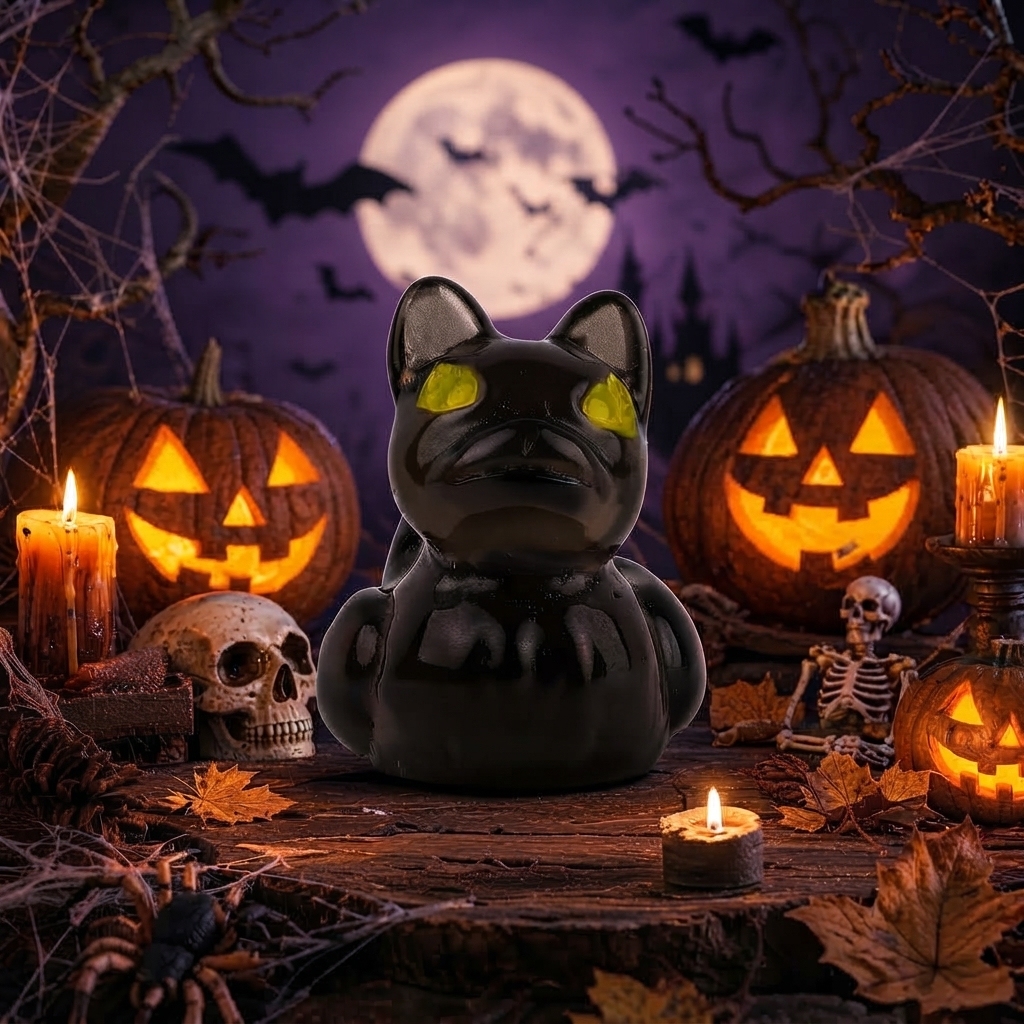 Halloween Gothic Ghost Duck Resin Figurine, Luminous Devil Skull Design, Cute Spooky Duck Desktop Ornament, Creative Glow-in-the-Dark Tabletop Decoration for Home, Office, Party Shelf Display - SantaSocks