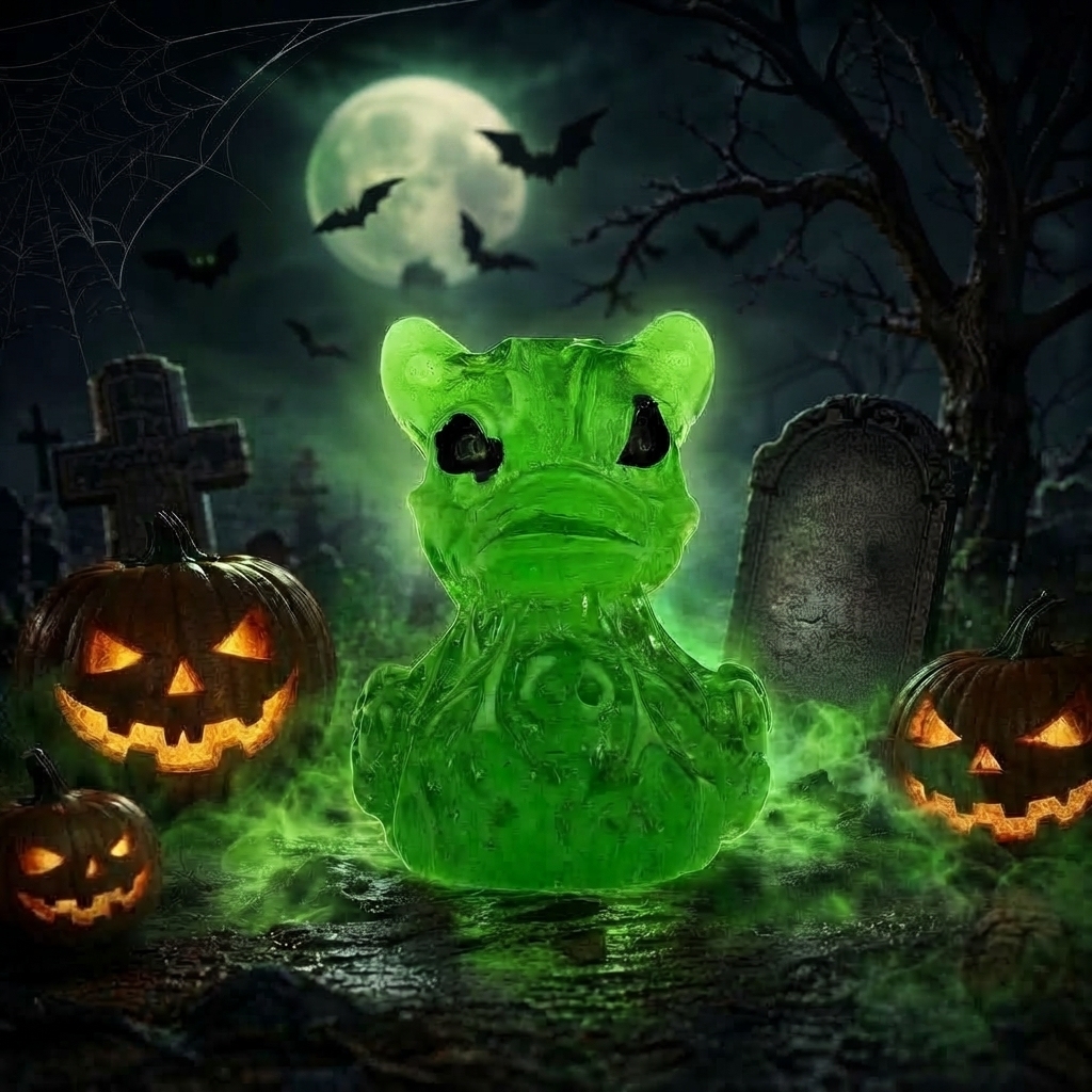 Halloween Gothic Ghost Duck Resin Figurine, Luminous Devil Skull Design, Cute Spooky Duck Desktop Ornament, Creative Glow-in-the-Dark Tabletop Decoration for Home, Office, Party Shelf Display - SantaSocks