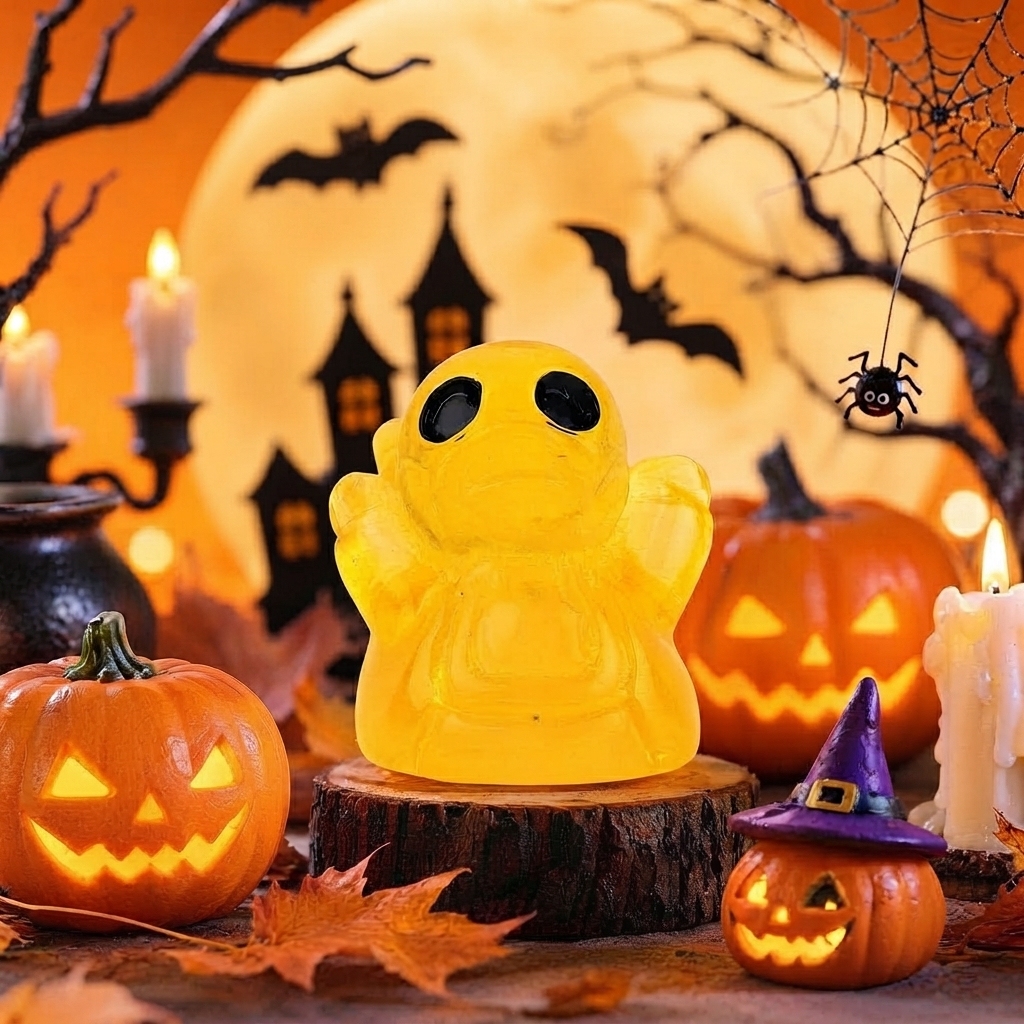 Halloween Gothic Ghost Duck Resin Figurine, Luminous Devil Skull Design, Cute Spooky Duck Desktop Ornament, Creative Glow-in-the-Dark Tabletop Decoration for Home, Office, Party Shelf Display - SantaSocks