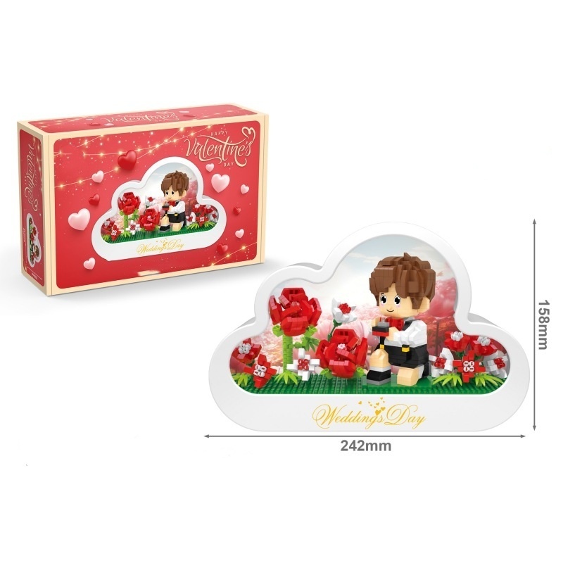 Cloud Mirror Lamp Sweet Castle Building Blocks With Lights Ornaments Assembly Toys Christmas Valentine'S Day Gift