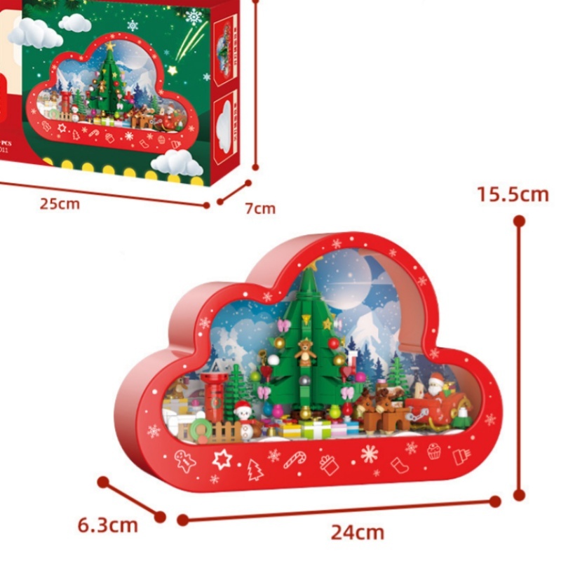 Cloud mirror lamp sweet castle building blocks with lights ornaments assembly toys Christmas Valentine's Day gift