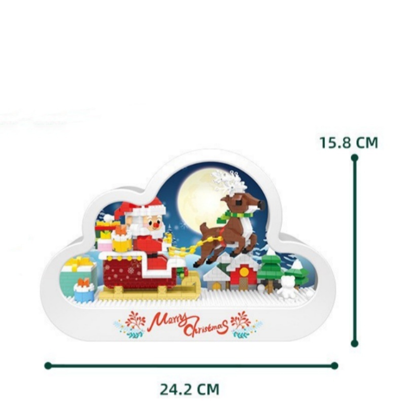 Cloud mirror lamp sweet castle building blocks with lights ornaments assembly toys Christmas Valentine's Day gift