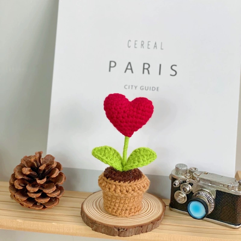 Small Potted Crocheted Flower Potted Flower Decoration Creative Gift Ornaments Cute Small Ornaments