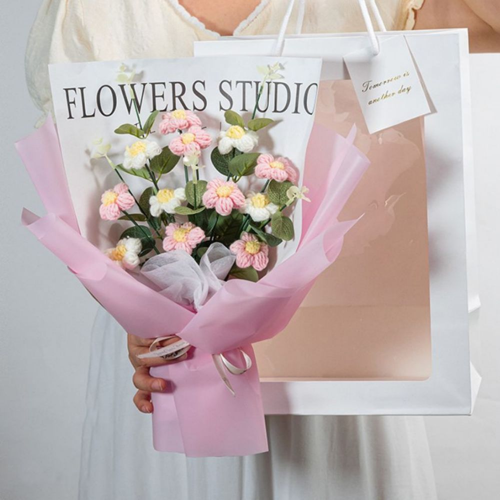 Crochet Flowers Bouquet Handmade Knitted Little Daisy Bouquet Gift for Her Graduation Gift