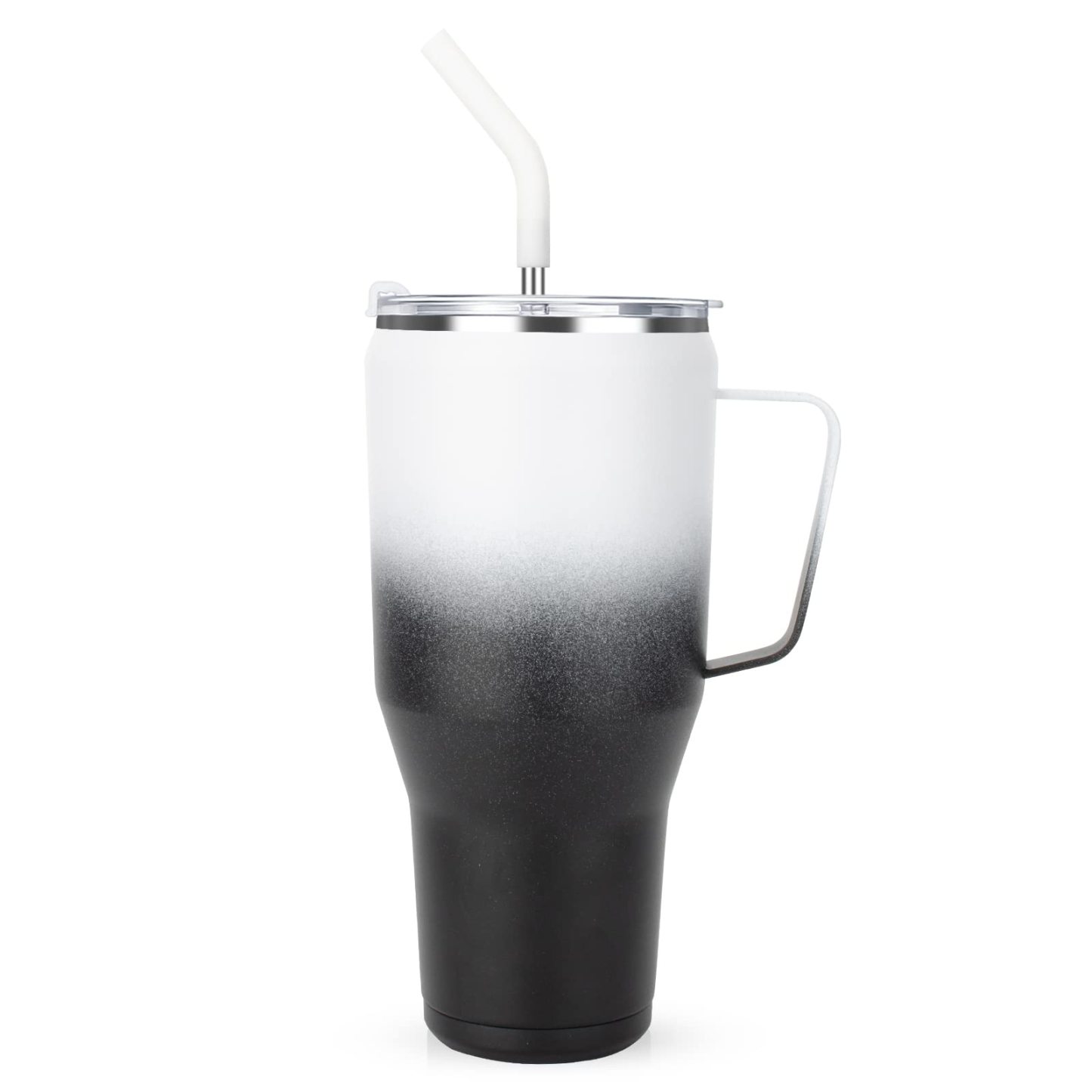 Stainless Steel Insulated Travel Mug with Handle and Straw Coffee Travel Cup for Car Office Home - SantaSocks