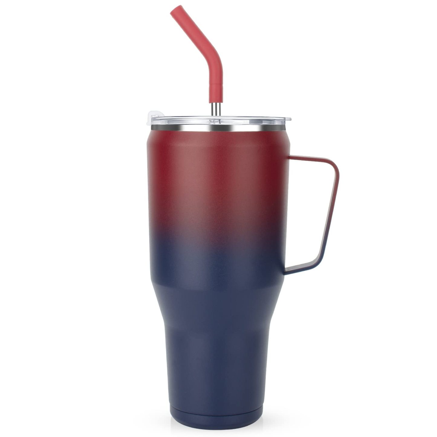 Stainless Steel Insulated Travel Mug with Handle and Straw Coffee Travel Cup for Car Office Home - SantaSocks