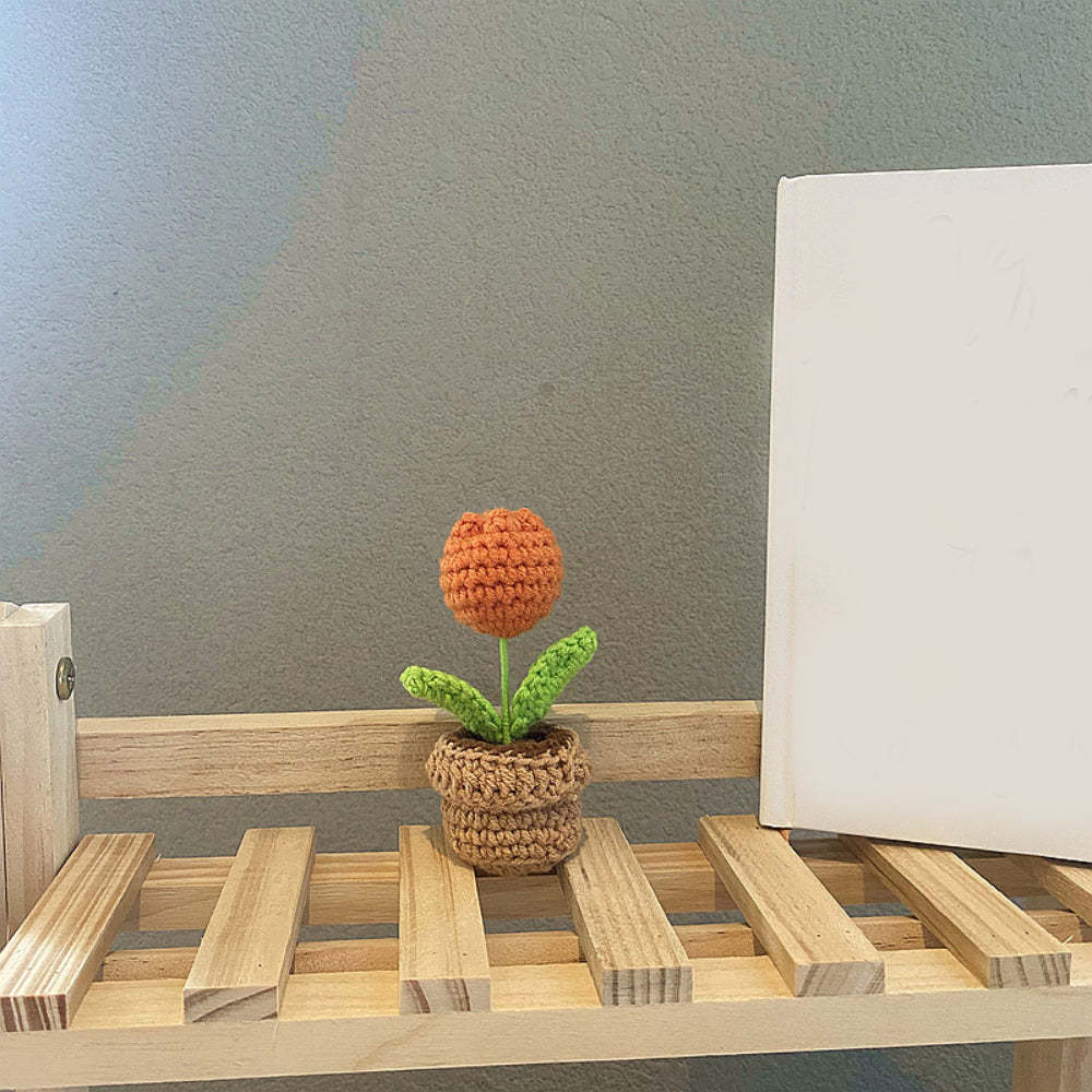 Handmade Crochet Flowers Completed Hand Woven Knitted Potted Plants Gift for Handicraft Lover - SantaSocks