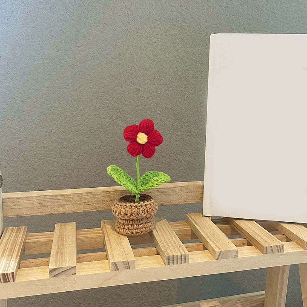 Handmade Crochet Flowers Completed Hand Woven Knitted Potted Plants Gift for Handicraft Lover - SantaSocks