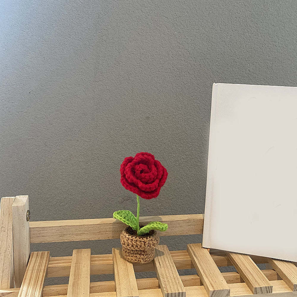 Handmade Crochet Flowers Completed Hand Woven Knitted Potted Plants Gift for Handicraft Lover - SantaSocks