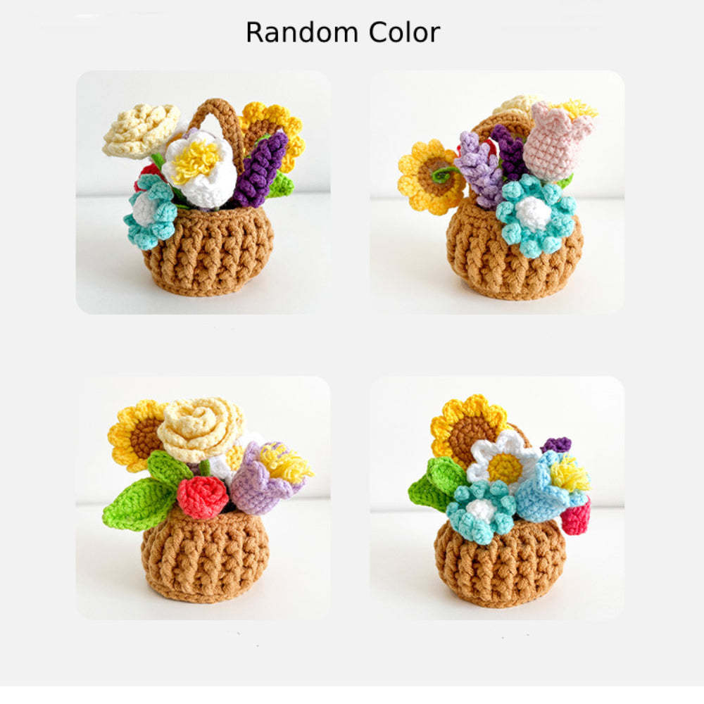 Multicolor Flowers Crochet Potted Plants Completed Hand Woven Knitted Potted Plants Gift for Handicraft Lover - SantaSocks