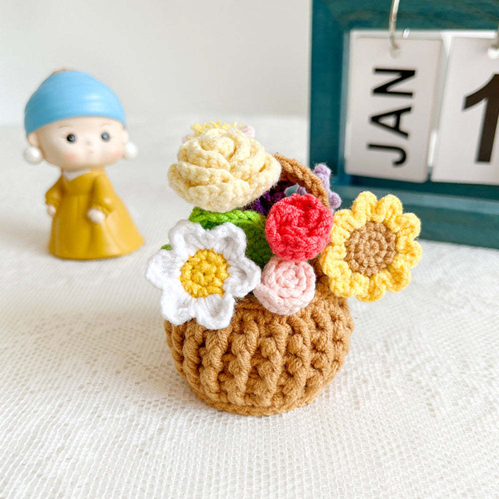 Multicolor Flowers Crochet Potted Plants Completed Hand Woven Knitted Potted Plants Gift for Handicraft Lover - SantaSocks
