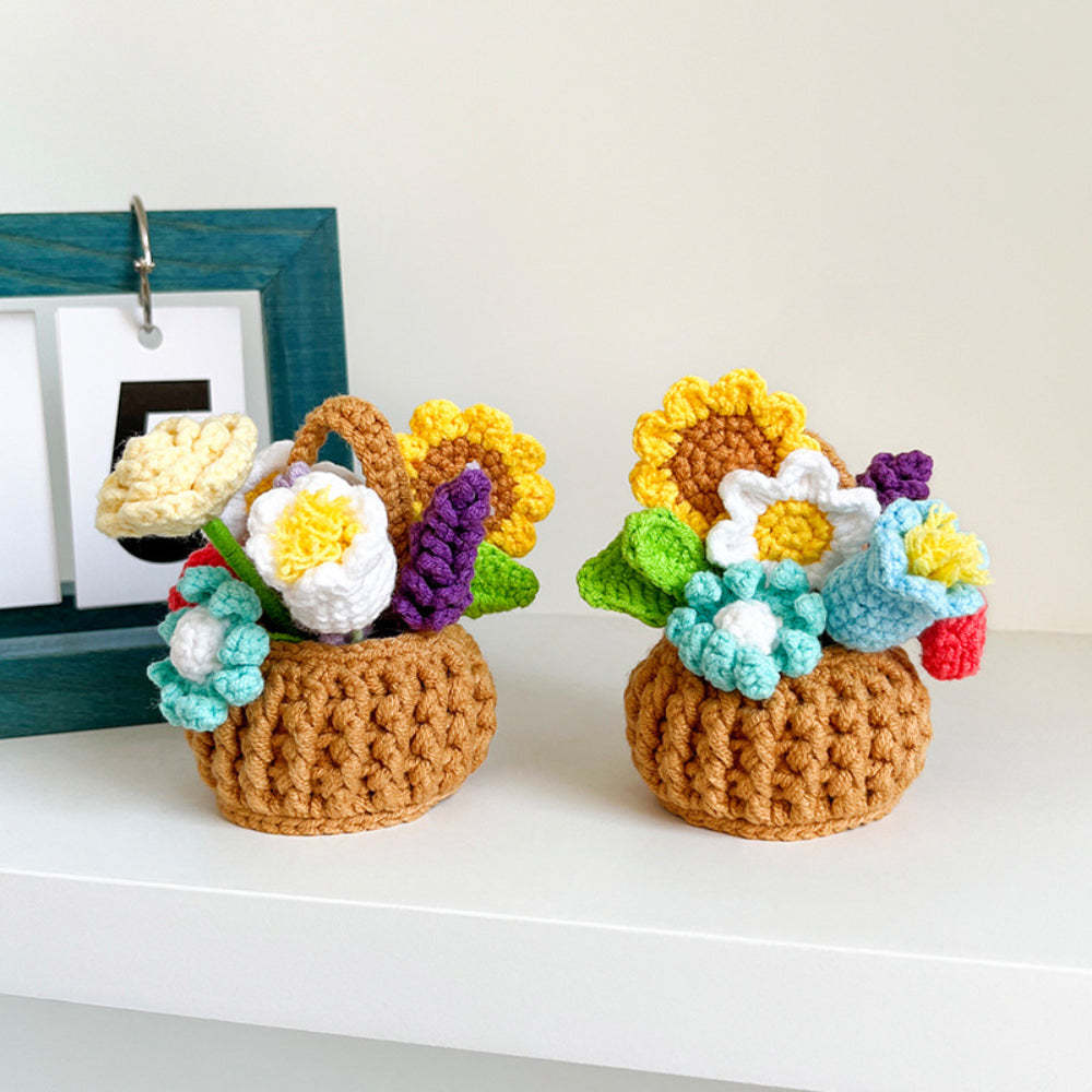Multicolor Flowers Crochet Potted Plants Completed Hand Woven Knitted Potted Plants Gift for Handicraft Lover - SantaSocks