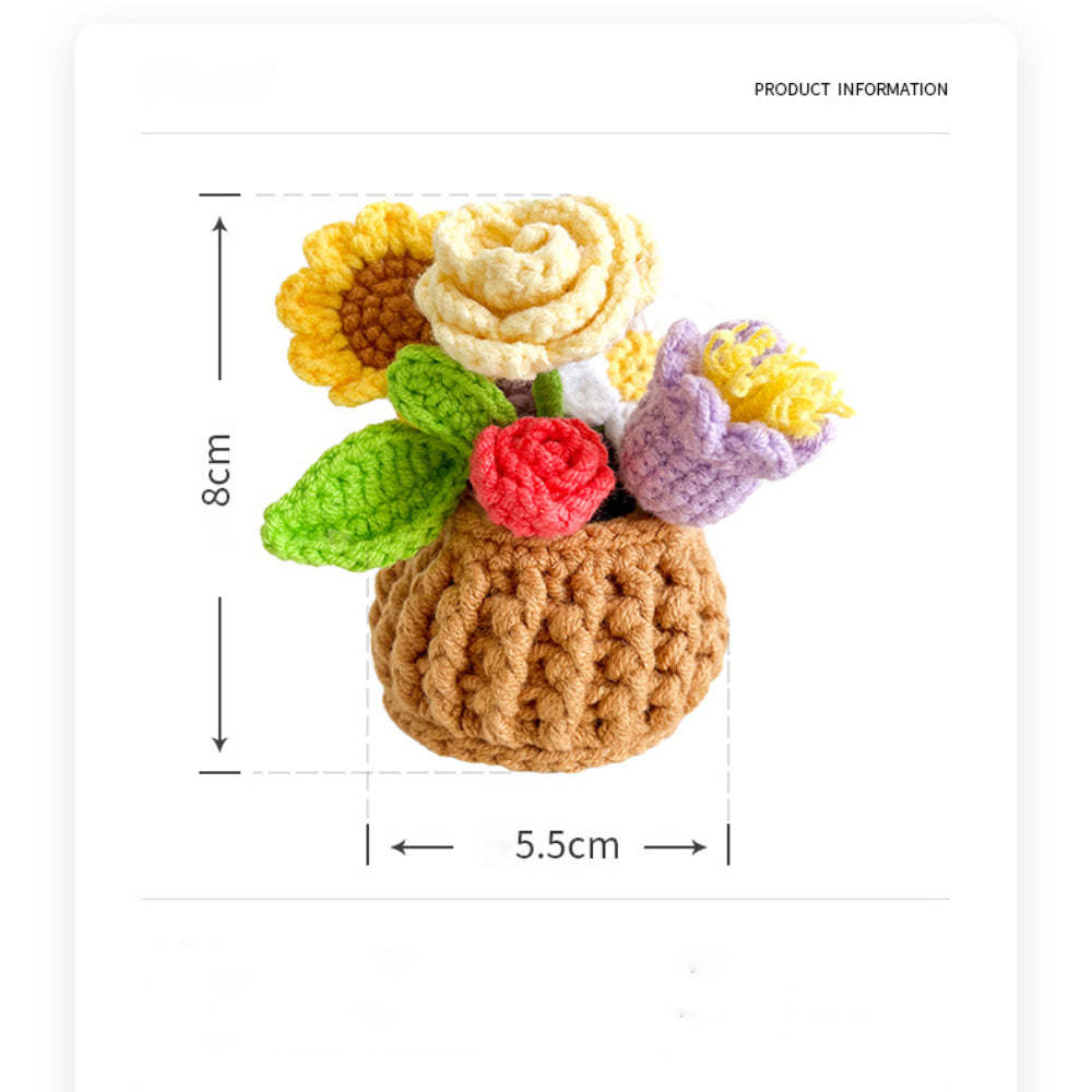 Multicolor Flowers Crochet Potted Plants Completed Hand Woven Knitted Potted Plants Gift for Handicraft Lover - SantaSocks