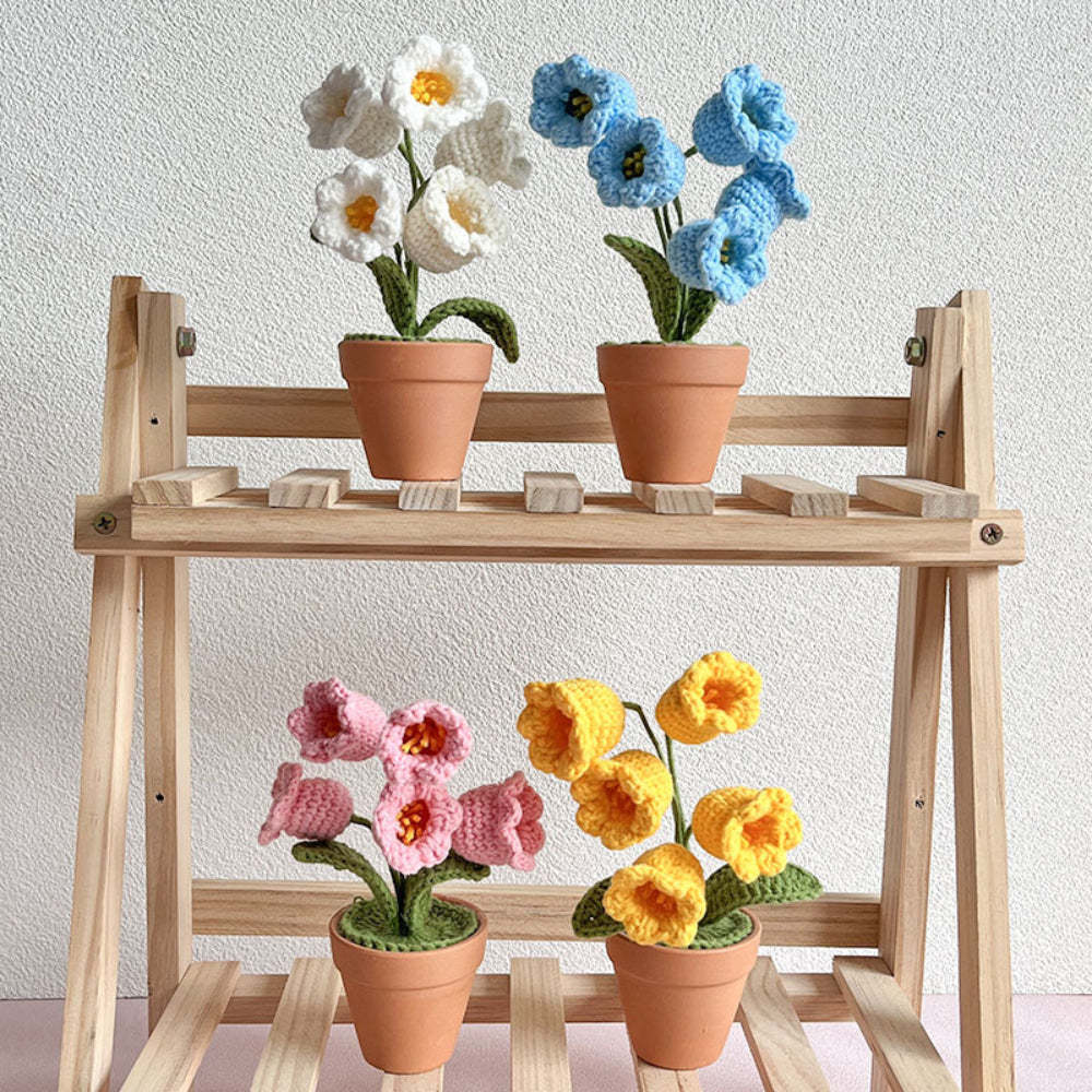 Lily of the Valley Potted Plants Completed Hand Woven Knitted Potted Plants Gift for Handicraft Lover - SantaSocks