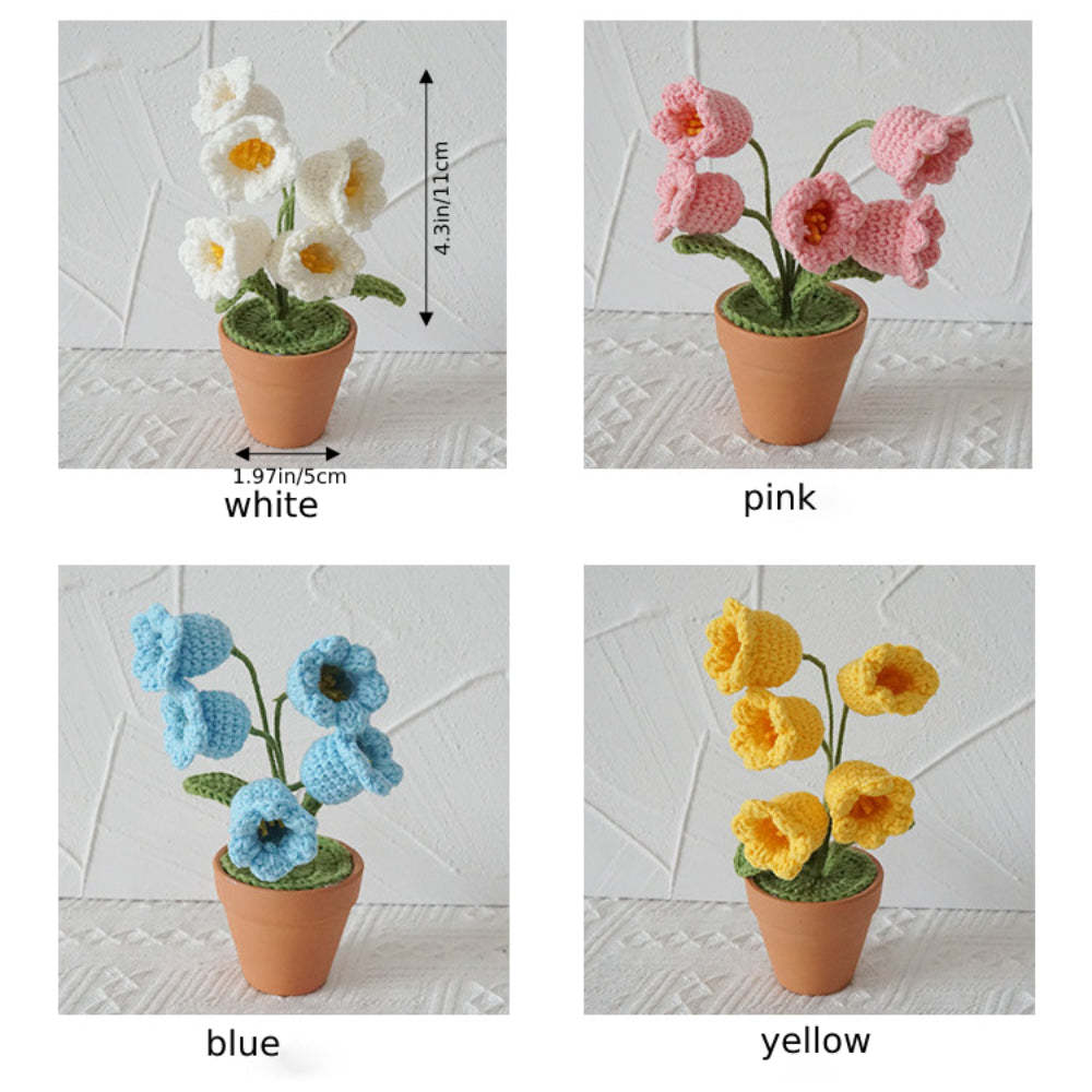 Lily of the Valley Potted Plants Completed Hand Woven Knitted Potted Plants Gift for Handicraft Lover - SantaSocks