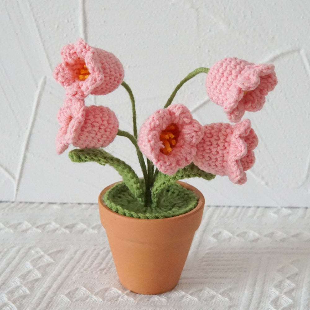 Lily of the Valley Potted Plants Completed Hand Woven Knitted Potted Plants Gift for Handicraft Lover - SantaSocks