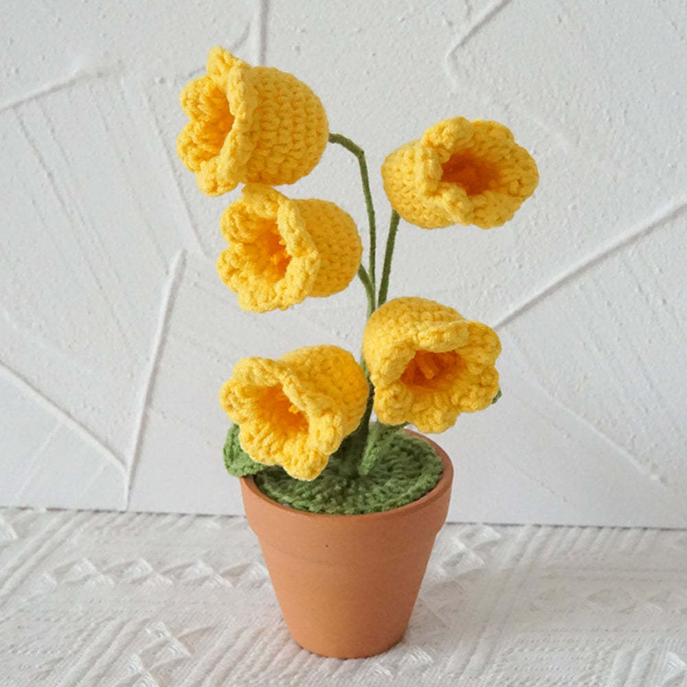 Lily of the Valley Potted Plants Completed Hand Woven Knitted Potted Plants Gift for Handicraft Lover - SantaSocks