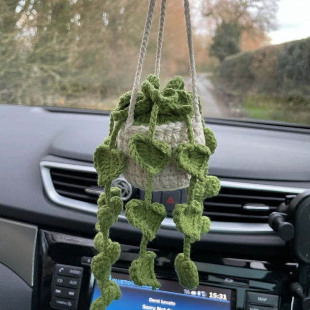 Cute Potted Plants Crochet Car Mirror Hanging Accessories Gift for Handicraft Lover - SantaSocks