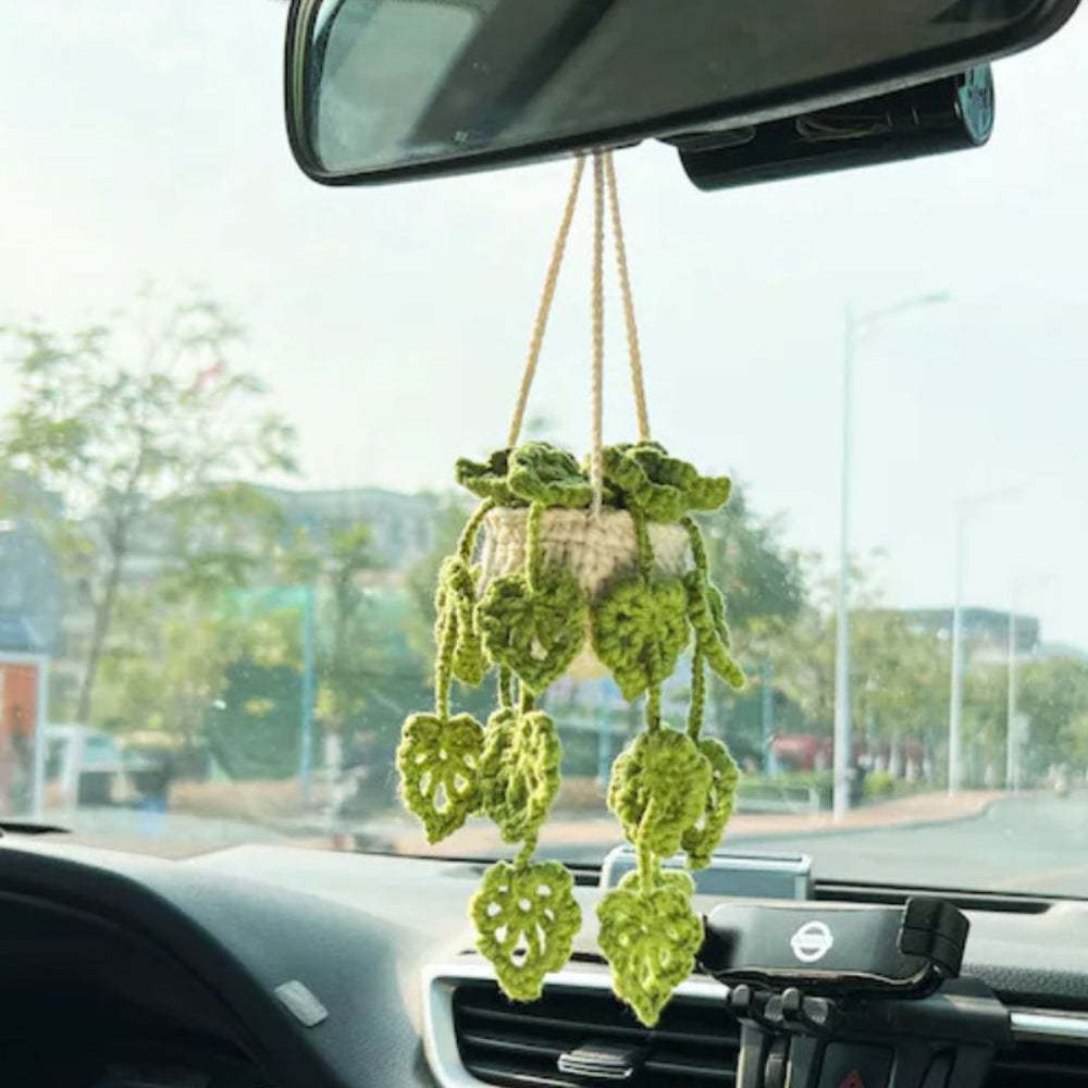 Cute Potted Plants Crochet Car Mirror Hanging Accessories Gift for Handicraft Lover - SantaSocks