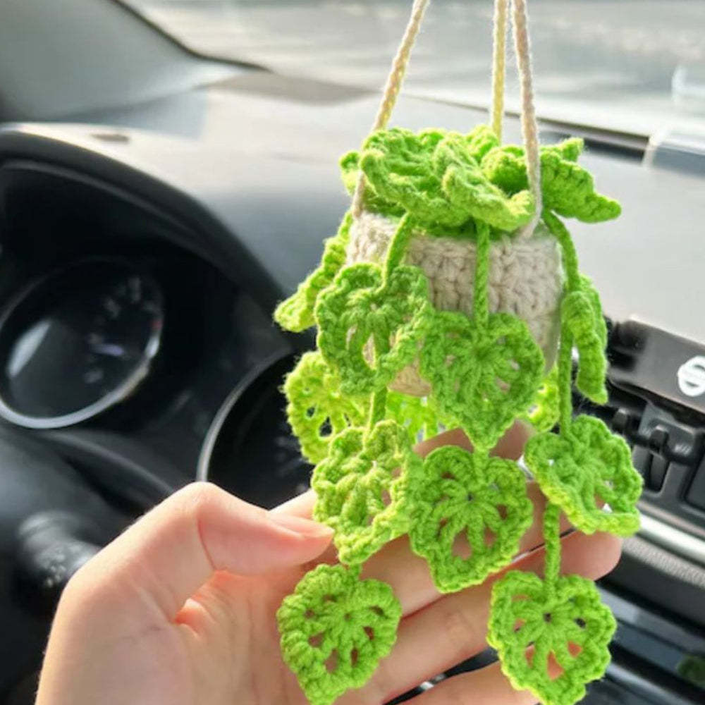 Cute Potted Plants Crochet Car Mirror Hanging Accessories Gift for Handicraft Lover - SantaSocks