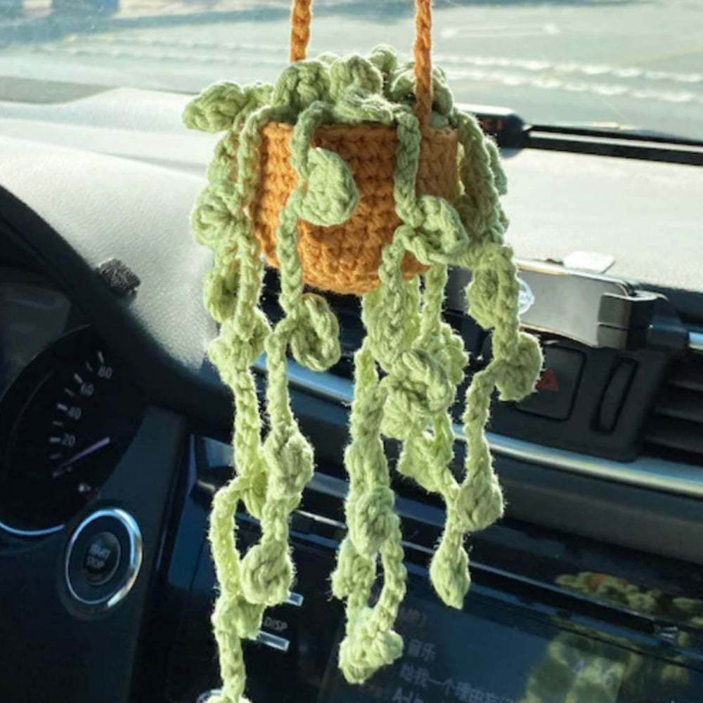 Cute Potted Plants Crochet Car Mirror Hanging Accessories Gift for Handicraft Lover - SantaSocks
