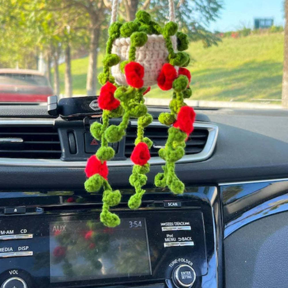 Cute Potted Plants Crochet Car Mirror Hanging Accessories Gift for Handicraft Lover - SantaSocks