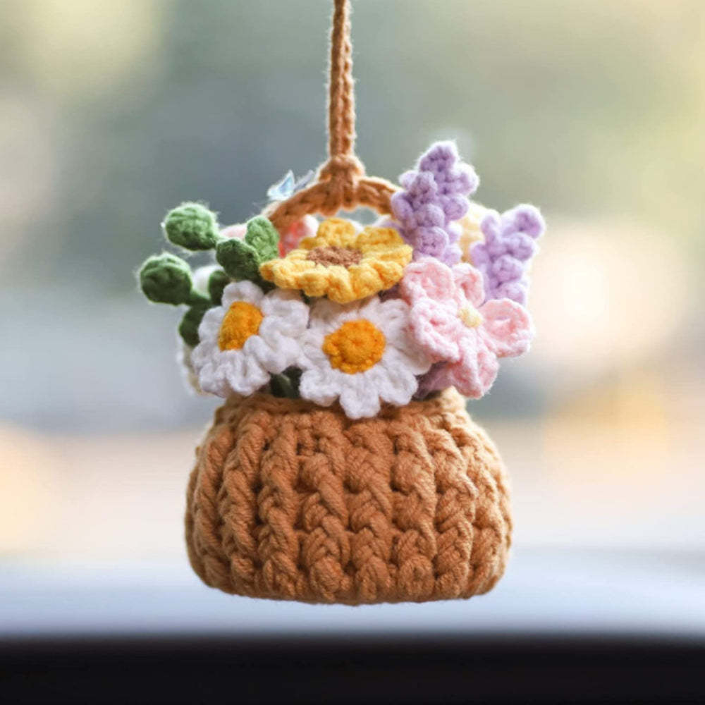 Cute Potted Plants Crochet Car Mirror Hanging Accessories Gift for Handicraft Lover - SantaSocks