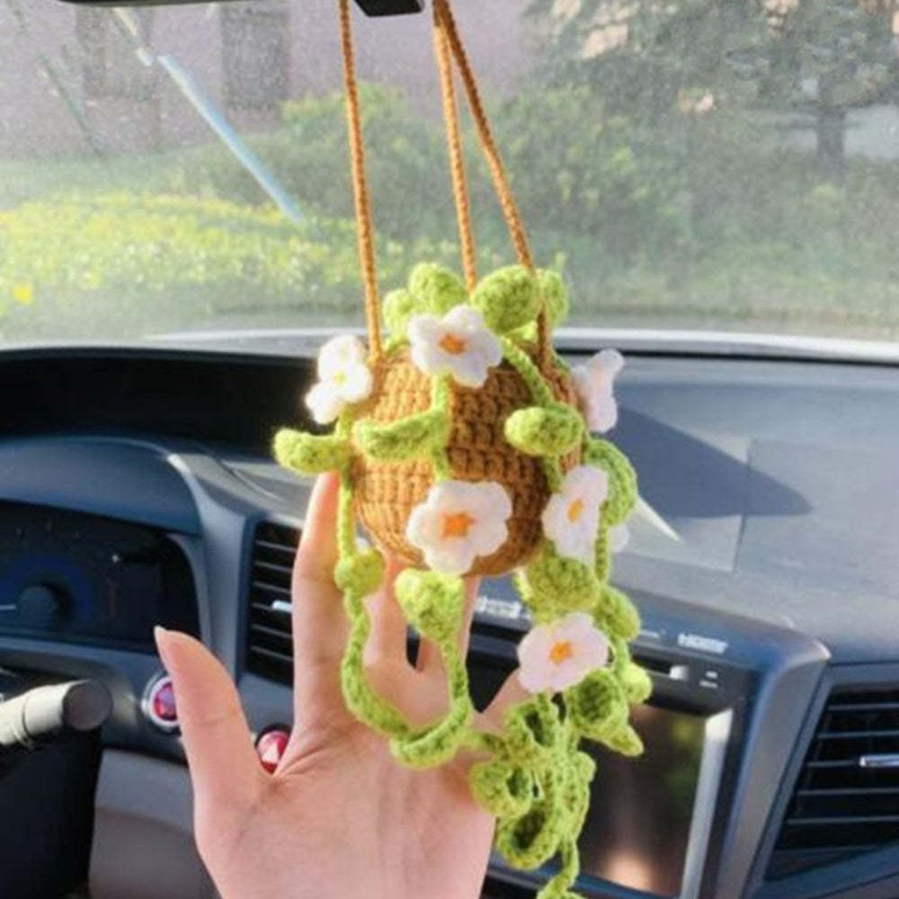 Cute Potted Plants Crochet Car Mirror Hanging Accessories Gift for Handicraft Lover - SantaSocks