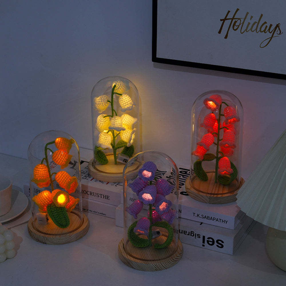 Lily of the Valley Flower Night Lights Crochet Artificial Lily Lamp Home Decor Gifts - SantaSocks
