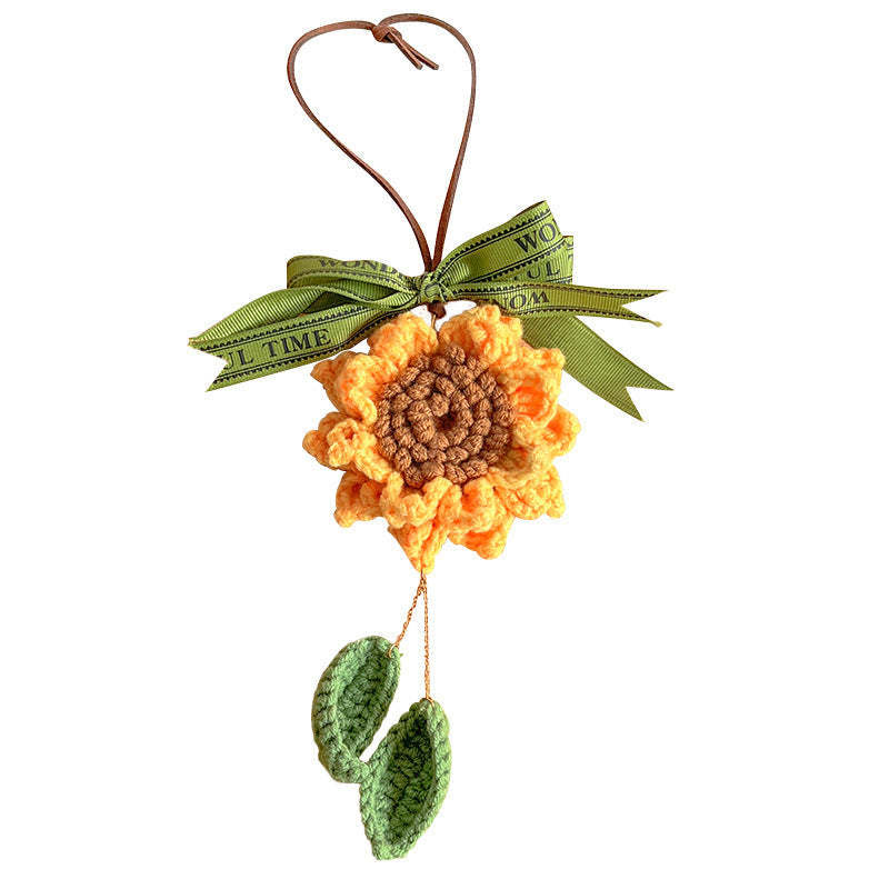 Crochet Sunflower Knitted Flowers Car Mirror Hanging Accessories - SantaSocks