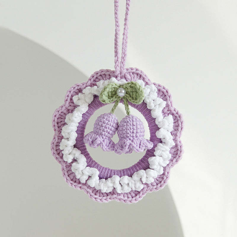 Crochet Flower Car Mirror Hanging Plant Knitted Flowers Car Decor Accessories - SantaSocks