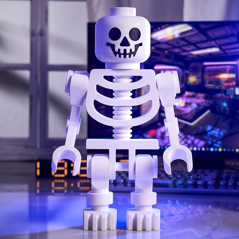 Enchanting Giant White Skeleton Minifig Decoration A Charming Gift for Minifig Lovers's Collection and a Whimsical Addition to Your Work And Home Decor